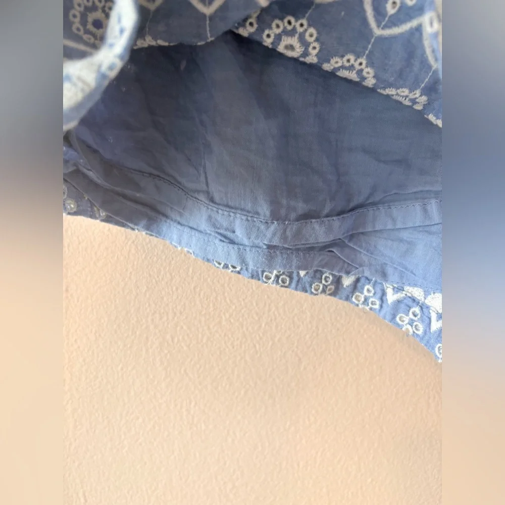 Love Sam Blue and White Embroidered Shorts fully lined in size large.